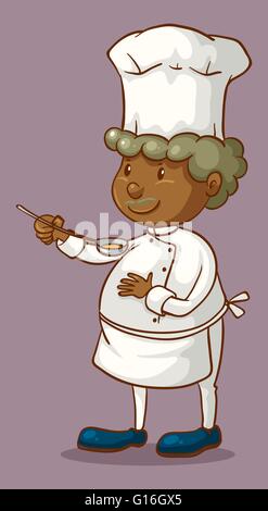 Koch hält eine Löffel-illustration Stock Vektor