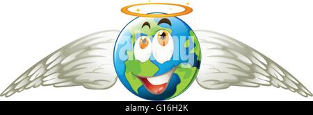 Erde mit Engel Flügel Abbildung Stock Vektor
