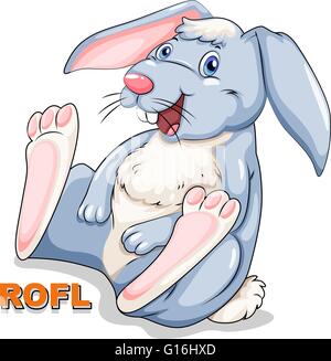 Plakat der ROFL mit ein lachender Hase auf weißem Hintergrund Stock Vektor