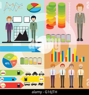 Infografik mit Menschen und verschiedene Arten von Diagrammen Stock Vektor