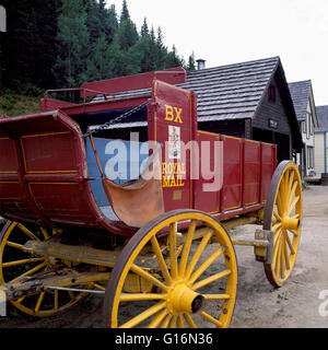 Barkerville, BC, Britisch-Kolumbien, Kanada - BX (Barnard Express) Pionier Stagecoach in Gold Rush Altstadt, Cariboo Region Stockfoto