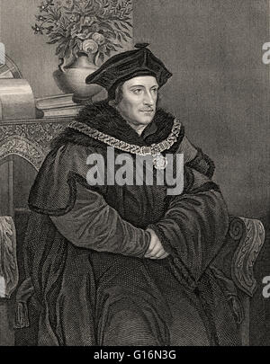 Sir Thomas More, Thomas Morus oder mehr, 1478-1535, ein englischer Staatsmann, humanistische Schriftsteller und ein Heiliger und Märtyrer der Roman Ca Stockfoto