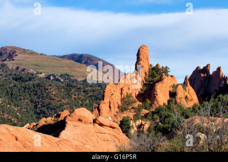 Die Felsformationen der Garten der Götter in Colorado Springs, Colorado Stockfoto