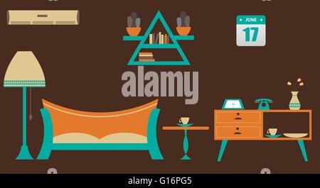 Vektor-Illustration mit flachen Wohnzimmer. Stock Vektor