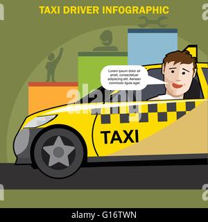 Öffentlichen Taxifahrer präsentiert Infografiken Stock Vektor