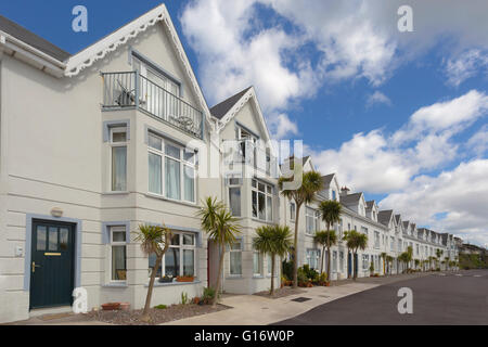 Reihenhäuser mit Palmen entlang der Uferpromenade in Cobh, Irland Cork, Cork, County Cork, Munster-Provinz. Stockfoto