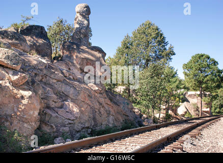 Die Landschaft mit den Copper Canyon Railway Road in der Nähe von Creel, Chihuahua, Mexiko Stockfoto