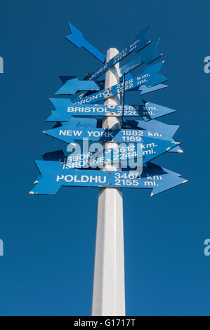 Wegweiser auf Signal Hill, Signal Hill National Historic Site, St. John's, Neufundland, Kanada Stockfoto