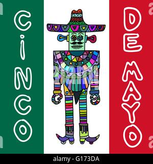 Mexikanische Roboter mit sombrero Stock Vektor