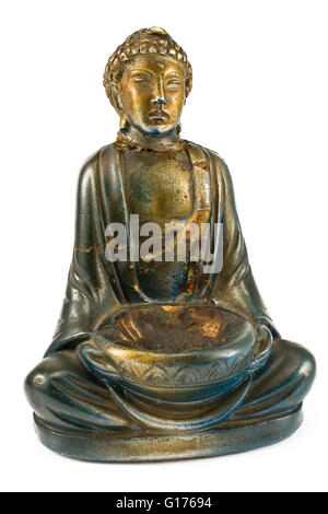 Alten Buddha-Statue, die isoliert auf weiss Stockfoto