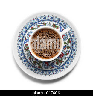 Türkischer Kaffee-Draufsicht Stockfoto