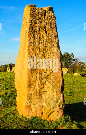 Der Stein, bekannt als Long Meg, bei dem Steinkreis, genannt "Lange Meg und ihre Töchter" in der Nähe von wenig Salkeld Cumbria Stockfoto