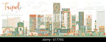 Abstrakte Tripolis Skyline mit Farbe Gebäuden. Vektor-Illustration. Geschäftsreisen und Tourismus-Konzept mit historischen Gebäuden. Stock Vektor