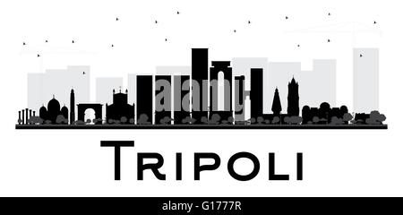 Tripolis Stadtsilhouette Skyline schwarz und weiß. Vektor-Illustration. Einfache flache Konzept für Tourismus Präsentation, banner Stock Vektor