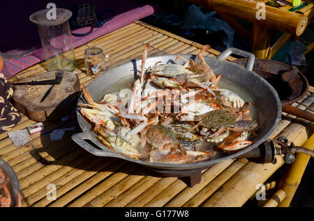 Kochen gedämpft Blume Krabbe, blaue Krabben, blauen Schwimmer Krabbe, blaue Manna Krabbe, Sand Krabbe Stockfoto