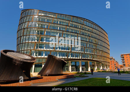 Ein Engel quadratisches Gebäude im Stadtzentrum von Manchester. Das Hauptquartier der Co-Operative Group. Stockfoto