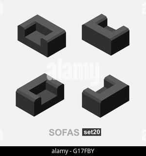 Satz von der isolierten sofa Stock Vektor