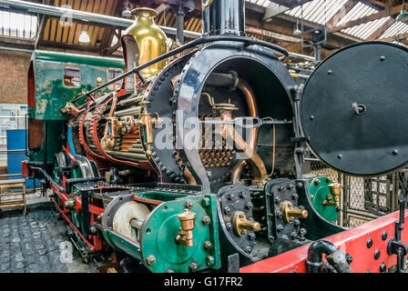 Dampf-Zug-Anzeige auf das Museum of Science and Industry in Manchester (MOSI), England. Stockfoto