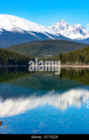 Ideale Kulisse oder Hintergrund, kanadische Schönheit in Alberta Kanada, schöne Reflexion in den klaren Seen Wasser. Kanadische Schönheit Stockfoto