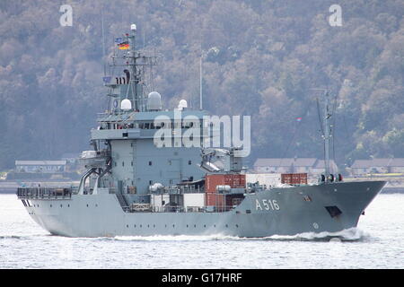 FGS Donau (A516), eine Auffüllung der Elbe-Klasse (Typ 404) Ausschreibung der deutschen Marine, für Übung Joint Warrior 16-1 ankommen. Stockfoto