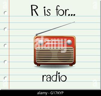 Flashcard Buchstabe R ist für Radio-illustration Stock Vektor