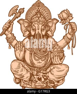 glücklich Ganesh Chaturthi. Hand gezeichnete Skizze. Vektor-illustration Stock Vektor