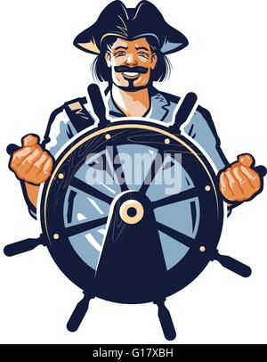 Piraten-Vektor-Logo. Corsair oder Kapitän, Matrose, Seemann-Symbol Stock Vektor
