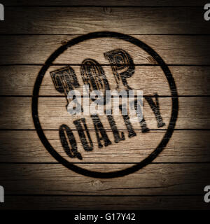 Stempel von höchster Qualität auf Holz Stockfoto