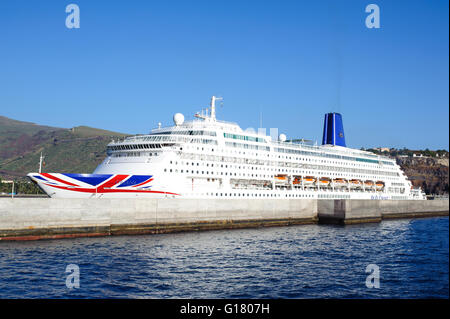 Kreuzfahrtschiff im Hafen von San Sebastian De La Gomera Oriana. Kanarischen Inseln. Spanien Stockfoto