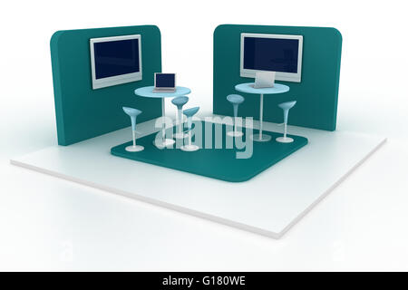 Leerer Messestand, Kopie Raum Illustration, 3d rendering Stockfoto