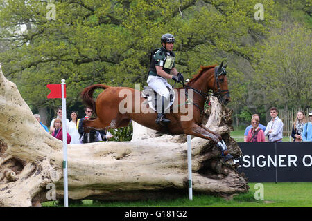 Michael Ryan (Irland) auf Ballylynch Abenteuer Reiten Cross Country am Mitsubishi Badminton Horse Trials, 7. Mai 2016 Stockfoto