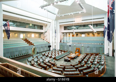 CANBERRA, Australien - 25. März 2016: Innenansicht des Repräsentantenhauses im Parliament House in Canberra, Australien Stockfoto