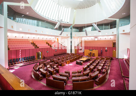 CANBERRA, Australien - 25. März 2016: Innenansicht des australischen Senats im Parliament House in Canberra, Australien Stockfoto