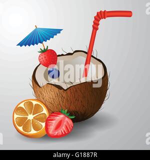 Exotische Kokosnuss cocktail Stock Vektor