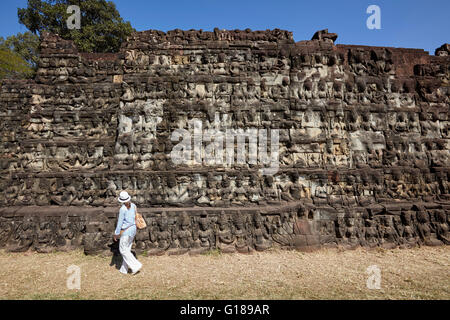 Terrasse des Lepra-Königs in Angkor Thom, Siem Reap, Kambodscha Stockfoto