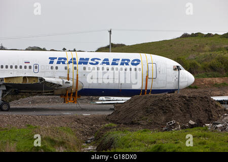 "Transaero" Boeing 767 als ein Glamping schrulligen Glamping Nächte Campingdorf Enniscrone County Sligo Irland verwendet werden Stockfoto