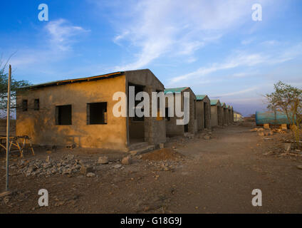 Neue Hotelvillen im Baugewerbe, Afar-Region, Awash, Äthiopien Stockfoto