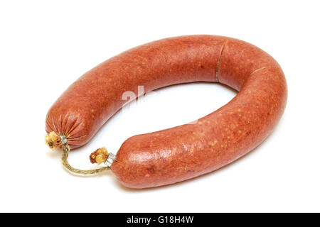 Rindfleisch Wurst isoliert auf weißem Hintergrund Stockfoto