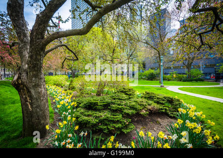 Bäume und Gärten außerhalb Osgoode Hall in Toronto, Ontario. Stockfoto