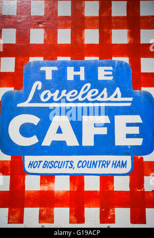 Eine rote karierte Tischdecke Grafik des Motivs auf dem Gelände in Nashville TN Loveless Motel & Cafe Stockfoto