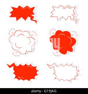 Hand gezeichneten Comic-Sprache und Gedanke Luftblasen Satz. Stock Vektor