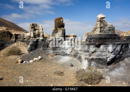 Vulkanlandschaft der Asche Spalten in der Nähe von Costa Teguise, Lanzarote Stockfoto