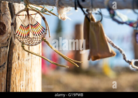 Dreamcatcher im Wind bei Medizin-Rad National Historic Landmark in Wyoming Stockfoto