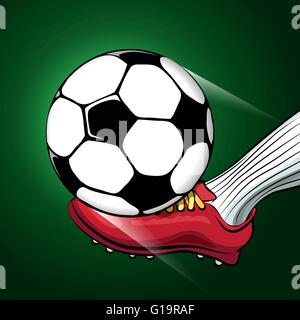 Fußball-Spieler Fuß schießen eine Kugel. Sport Fußball oder Fußball-Thema. Stock Vektor