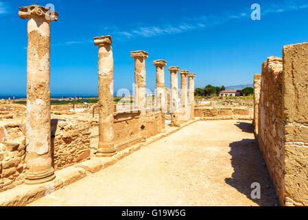 Tempel-Spalten. Archäologischer Park Kato Paphos, Zypern. Stockfoto