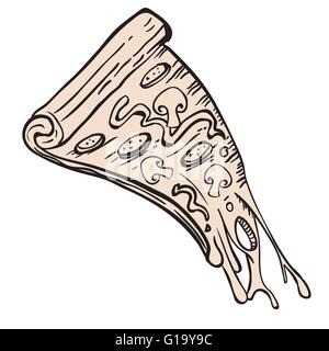 Stück Pizza Cartoon Doodle tropft Stock Vektor
