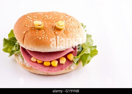 Gesicht geformt sandwich Stockfoto