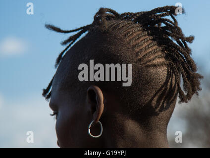 Hamer Stamm Mann mit einer besonderen Frisur, Omo-Tal, Turmi, Äthiopien Stockfoto