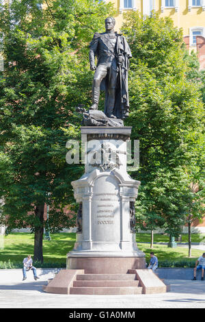 Moskau, Russland - 11. August 2015: Denkmal für den Kaiser Alexander den seligen Angedenkens der ersten in der Alexander-Garten-Mosc Stockfoto