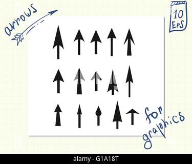 Einfache und direkte Pfeile, um Diagramme oder grafischen Arbeiten, zeigt die Richtung oder Größe. Stock Vektor